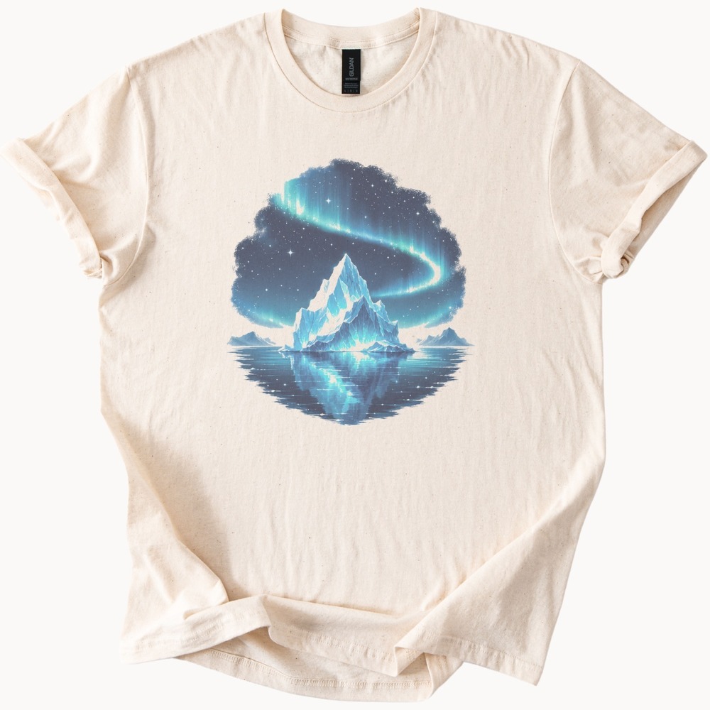 Faceted Iceberg Glowing Beneath the Aurora Night Tee